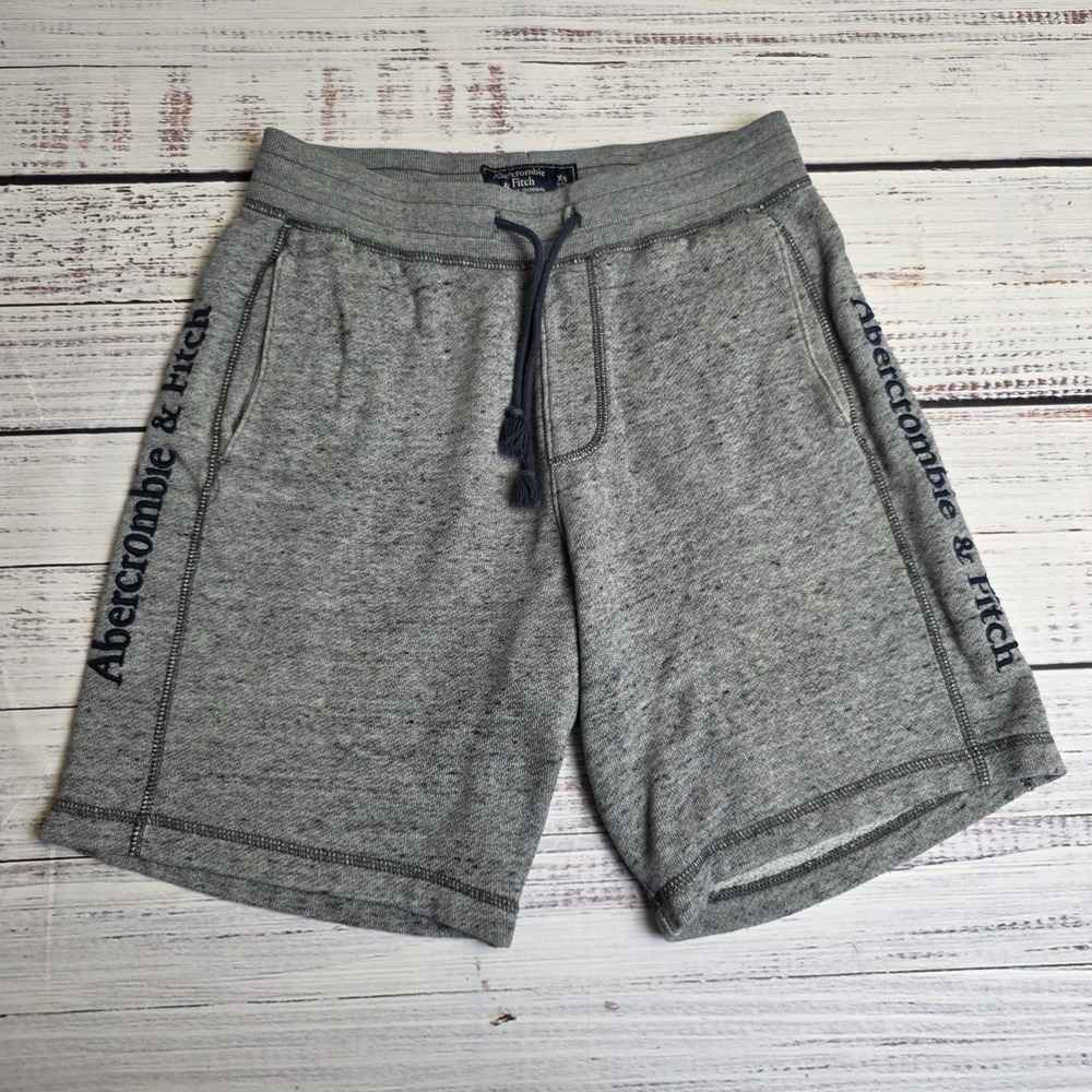 Abercrombie & Fitch Men's XS Gray Fleece Sweat Shorts‎ Blue Embroidered Spellout